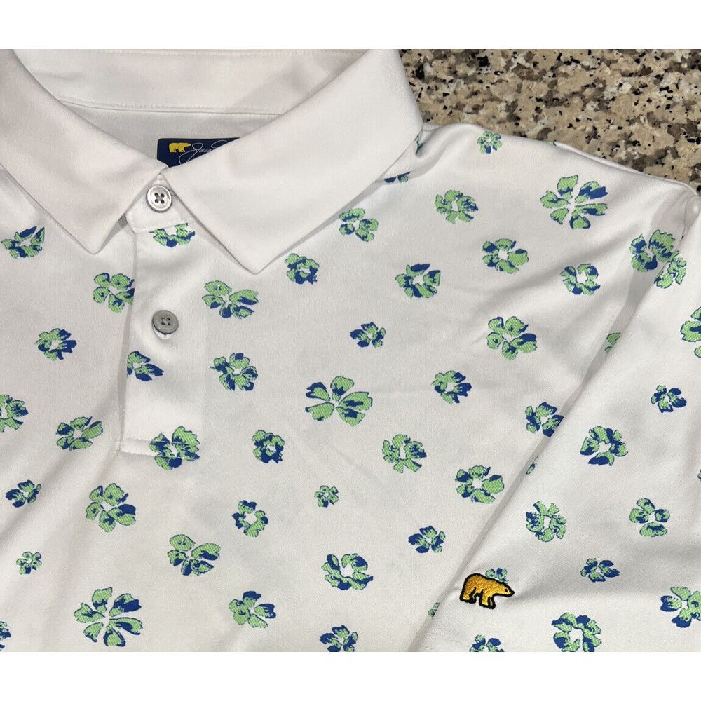 Jack Nicklaus Short‎ Sleeve Golf Performance Polo Shirt Men's Floral Fits Large
